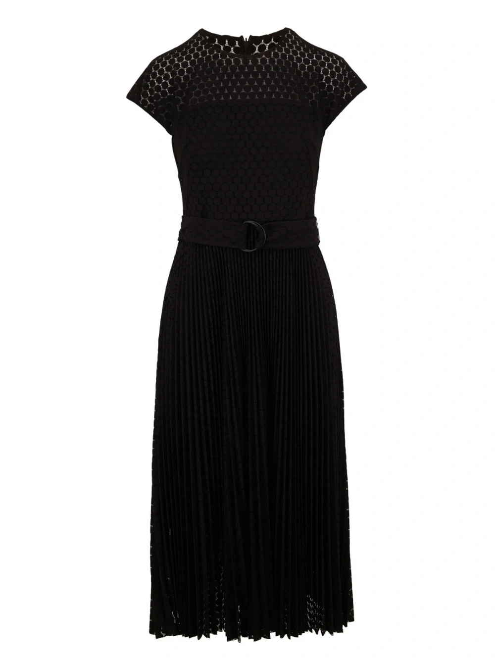 AKRIS PUNTO Black Dot Lace Capsleeve Dress